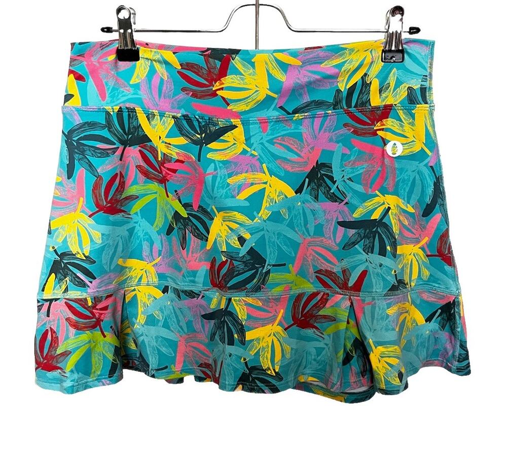 Dona Jo Multicolor Floral Print Skort Women Sz 2 Large Pickleball Tennis Golf